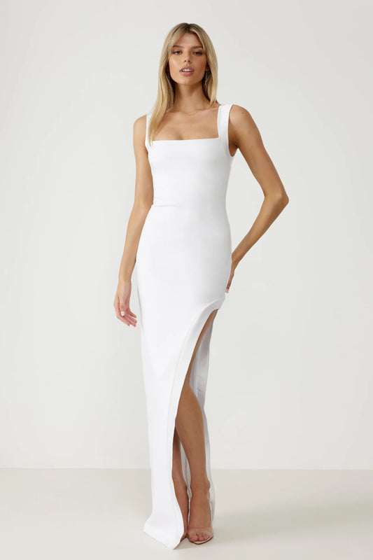 LEXI CORAL DRESS - WHITE