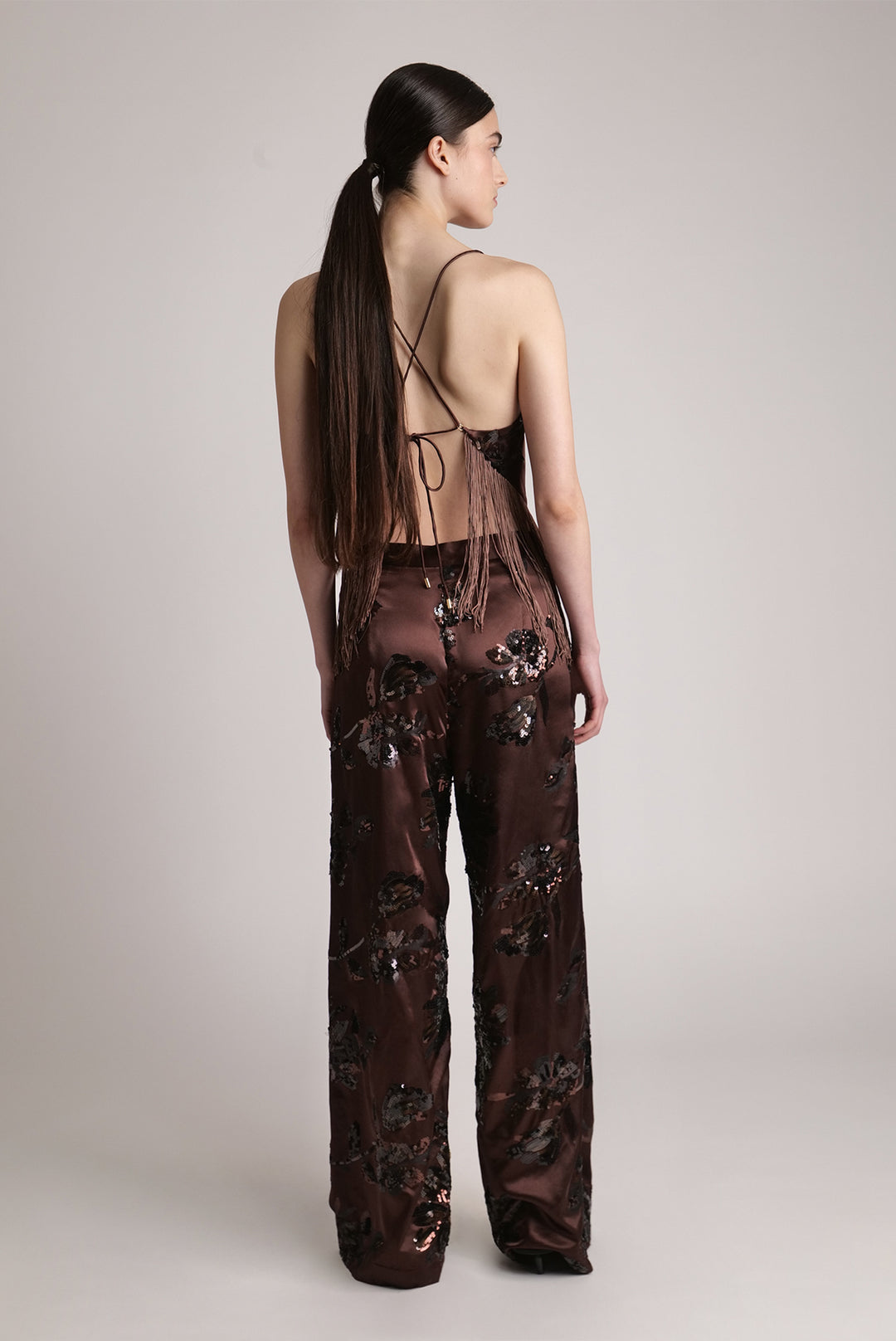 Sabina Musáyev Rosso sequin satin pant