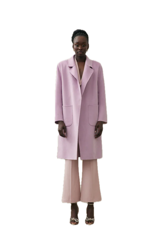 Elliatt Justine Wool-Blend Coat in Lilac - Open Front with Notch Collar