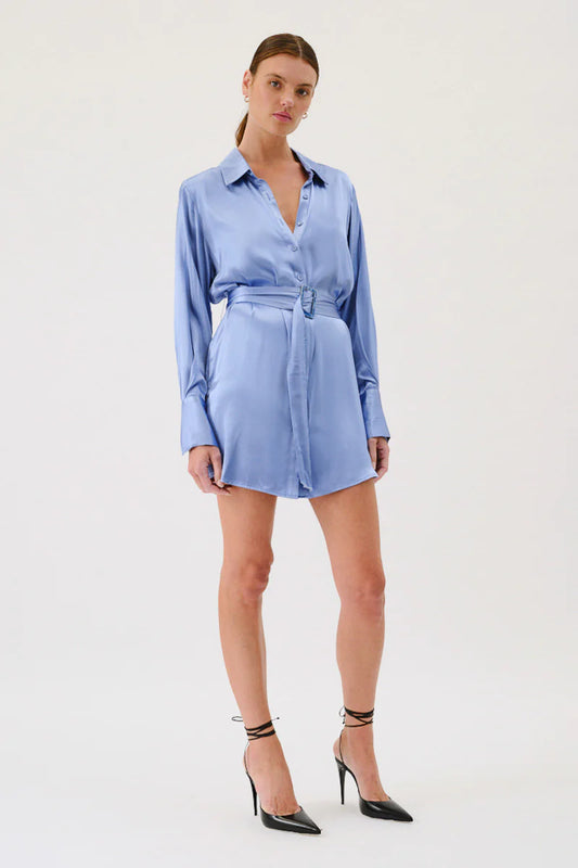 SUBOO MILLENIA MINI SHIRT DRESS - BLUE