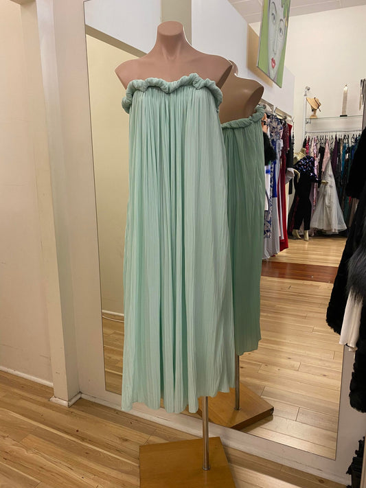 SportMax Dress mint strapless evening or day - Bread Boutique  - asymmetrical, BUSTIER, dress, FULL SKIRT, GLAMOROUS, GOWNS, JERSEY, loose fit, max mara, MINT, polyester, SEXY, shiny, sleeveless, SOFT, SOPHISTICATED, STRAPS, STRETCHY, STUNNING, summer, SUPERB, WAISTED - Darwin boutique - Darwin fashion
