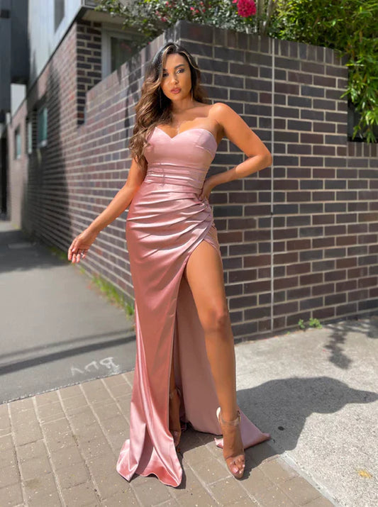 J'ADORE  AUSTRALIA  STRAPLESS SATIN GOWN - DUSTY PINK - Bread Boutique  - absolutely stunning, asymmetrical, eveningwear, FISHTAIL, gala gown, GLAMOROUS, GORGEOUS, GOWN, GOWNS, J'ADORE, jx5060, PINK, SHIMMER, SHIMMERING, SOFT, SOPHISTICATED, sophisticaterd, STRETCHY, STUNNING, SUPERB, WAISTED - Darwin boutique - Darwin fashion