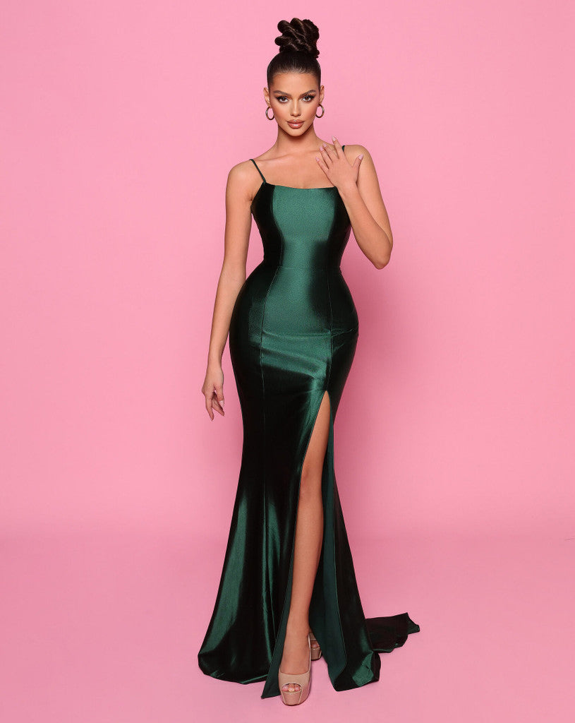 NICOLETTA AUSTRALIA SEXY JERSEY GOWN - EMERALD - Bread Boutique  - absolutely stunning, asymmetrical, dress, eveningwear, FISHTAIL, formal, FORMALWEAR, GLAMOROUS, GOWNS, J'ADORE, Nicoletta, NP144, SEXY, SHIMMER, SHIMMERING, shiny, SOFT, SOPHISTICATED, sophisticaterd, STRAPLESS, STRAPS, STRETCHY, STUNNING, summer, SUPERB, WAISTED - Darwin boutique - Darwin fashion
