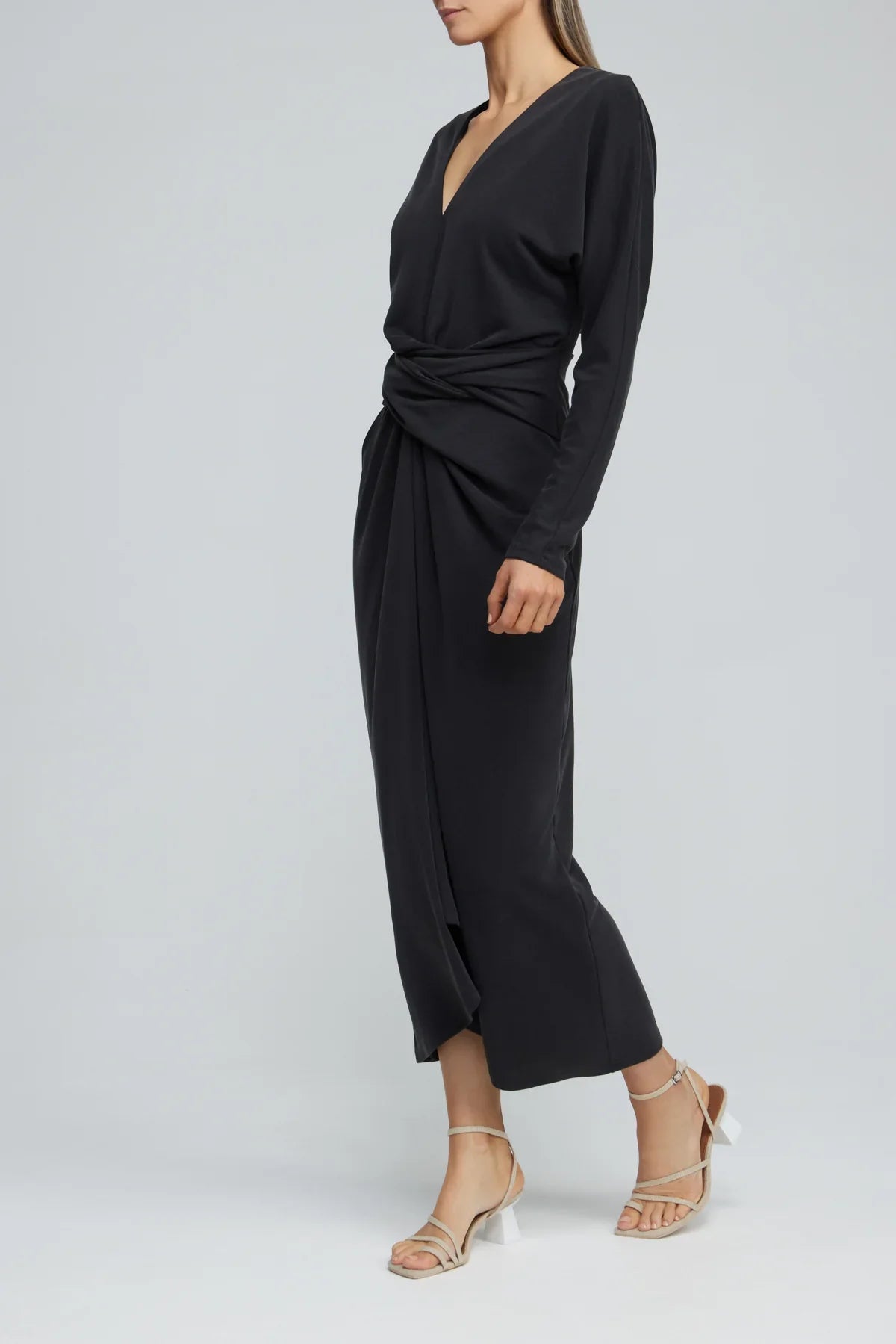 ACLER CARLINGFORD DRESS - Bread Boutique  - asymmetrical, charcoal, dress, flowy, GLAMOROUS, LONG SLEEVED, loose fit, pleated, SEXY, shiny, SOFT, SOPHISTICATED, STRETCHY, STUNNING, WAISTED - Darwin boutique - Darwin fashion